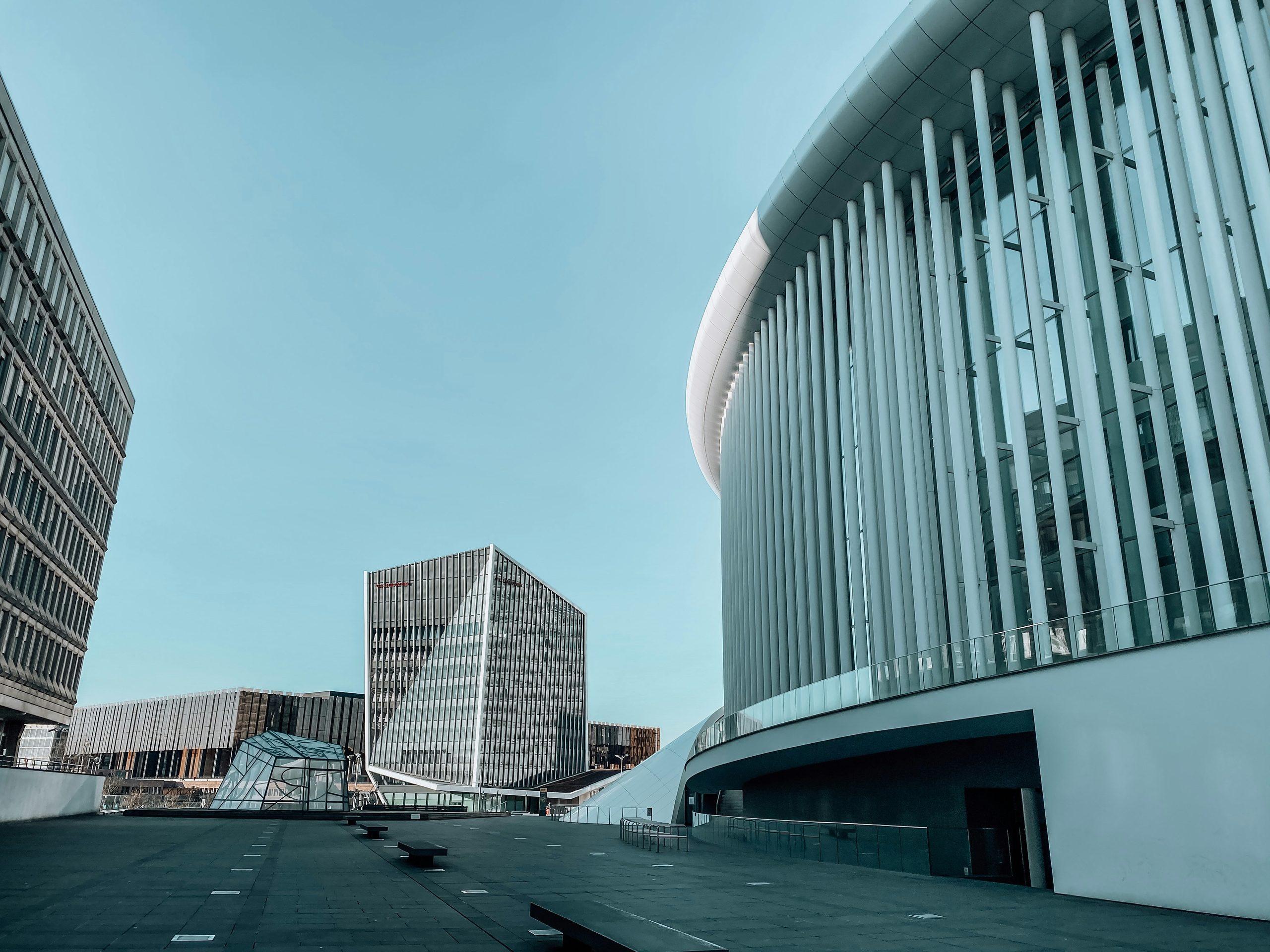 The Philharmonie and the Kirchberg financial district, Luxembourg